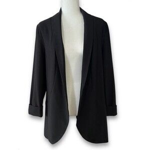 Simply Styled By Sears Solid Black Blazer With Rolled Cuffs Business Casual Sz L